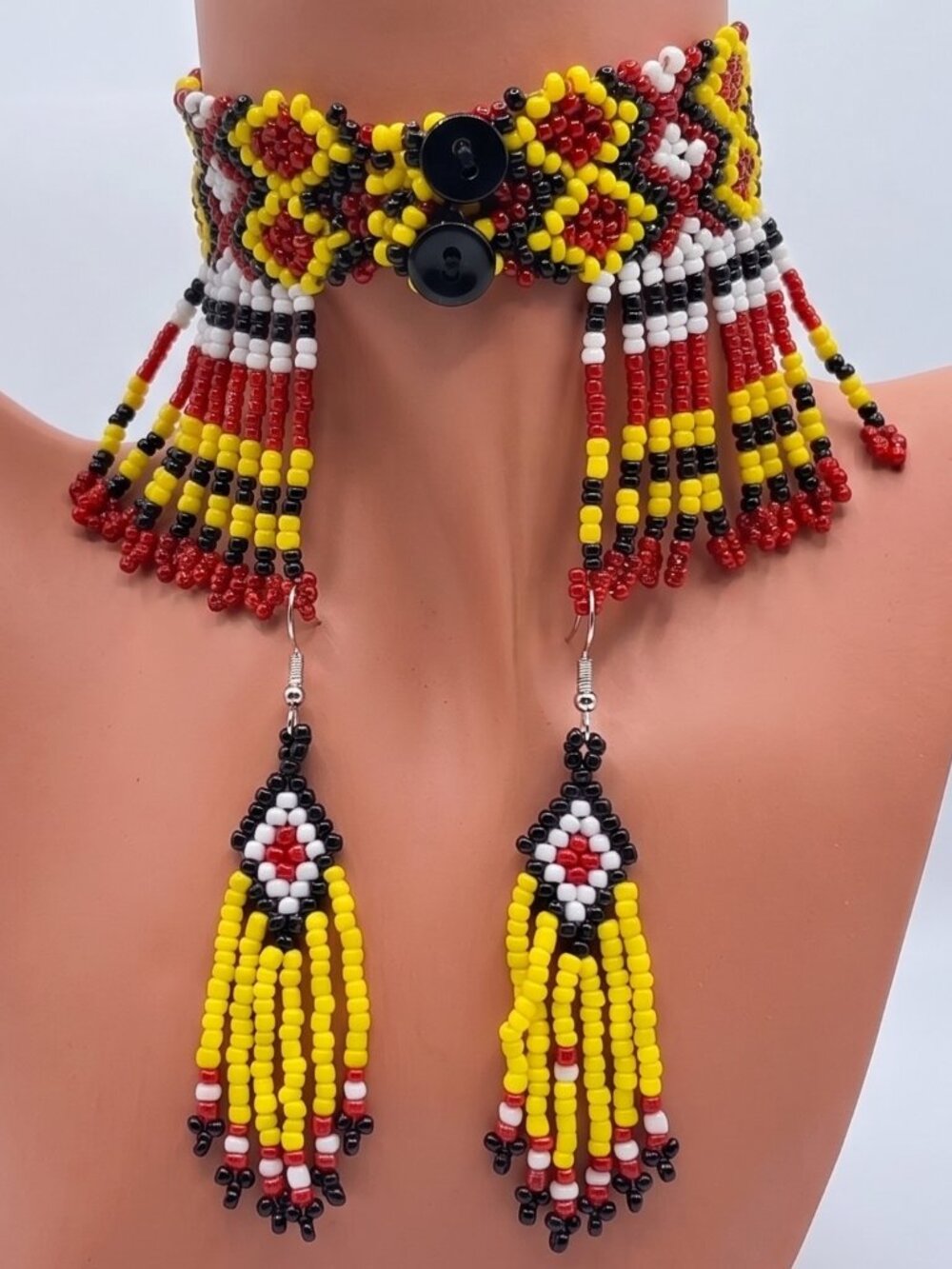 Philippine Tribe Handmade Jewelry Set: Choker and Earrings